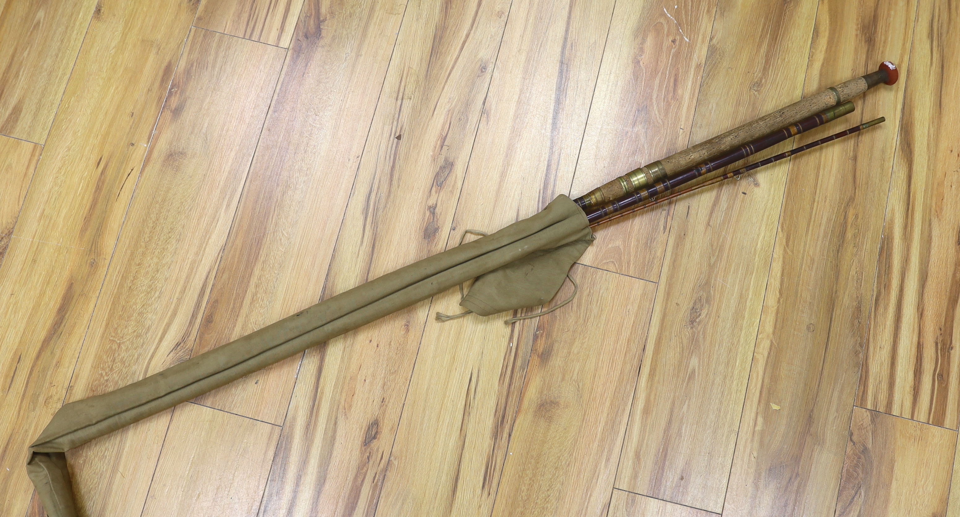 An Anglers Depot of Brighton split cane fishing rod